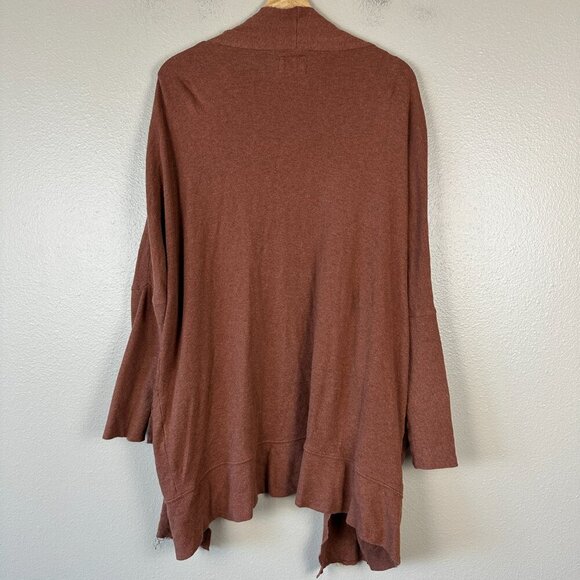 Pact Brooklyn Airplane Cardigan Sweater Organic Cotton Saddle Heather Brown S/M - Picture 3 of 7